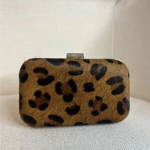 Amuse Society Cowhide Leather Leopard Print Clutch / Crossbody Bag